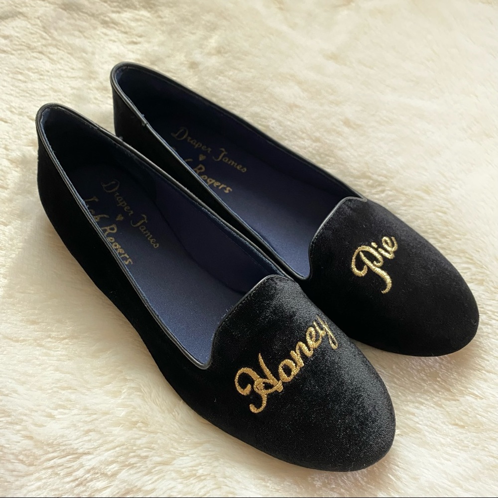 Draper James Black Velvet 'Honey Pie' Embroidered Flats